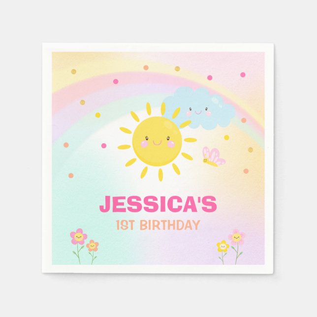 Sunshine Birthday Party Napkin Our Little Sunshine (Front)