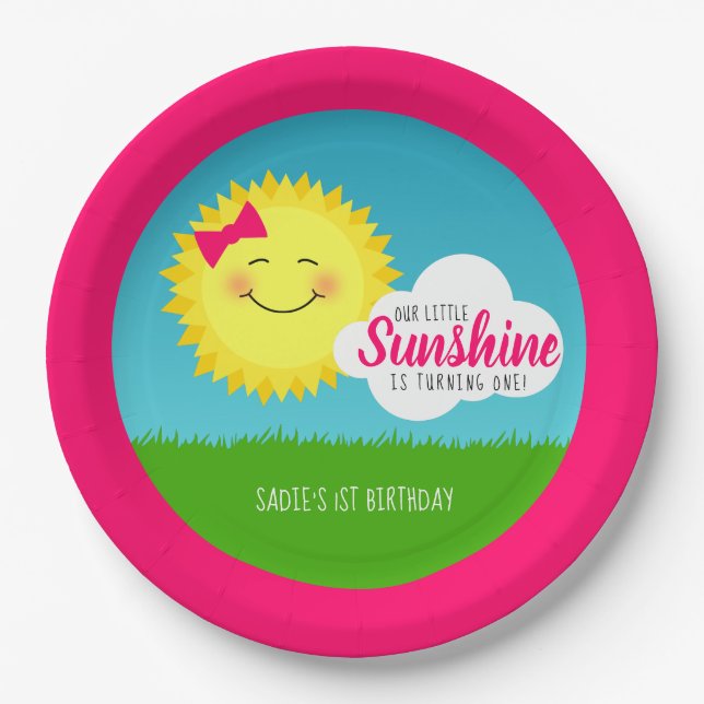 Sunshine Birthday Party Paper Plates (Front)