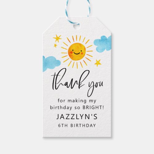 Sunshine Birthday Party So Bright Gift Tags