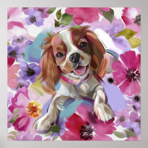 Sunshine Blenheim cavalier dog art print