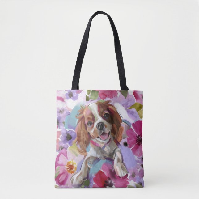 'Sunshine' blenheim cavalier dog art tote bag (Front)