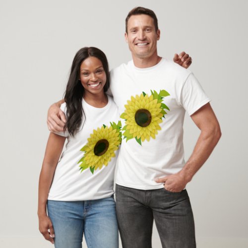 Sunshine Blooms Radiant Sunflower Printed Design T_Shirt