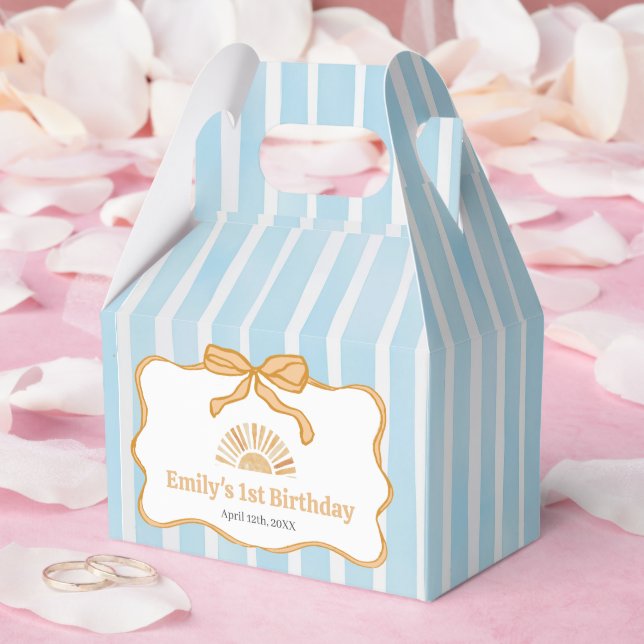 Sunshine Blue Gingham Birthday Party Favor Boxes (Wedding)