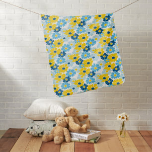 Sunshine Blue Sky Blooming Daisy Baby Blanket