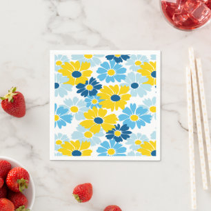 Sunshine Blue Sky Blooming Daisy Napkins