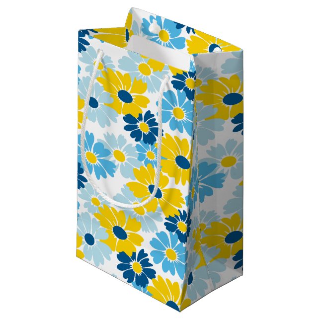 Sunshine Blue Sky Blooming Daisy  Small Gift Bag (Front Angled)