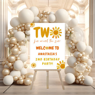 Sunshine boho 2nd birthday welcome foam board