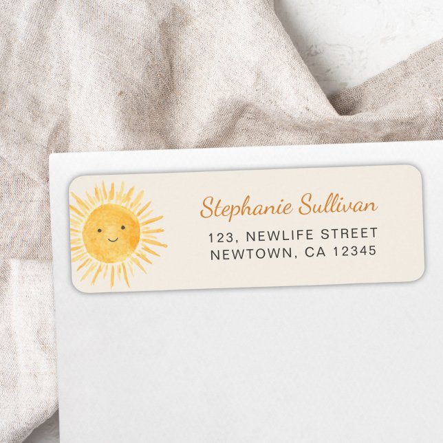 Sunshine Boho Baby Shower Return Address Label (Creator Uploaded)