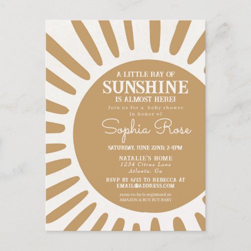 Sunshine boho baby shower sun invite