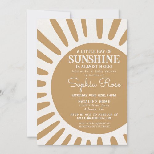 Sunshine boho baby shower sun invite
