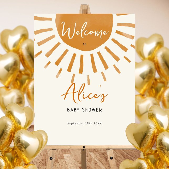 Sunshine Boho Baby Shower Welcome Sign (Sunshine Boho Baby Shower Welcome Sign)