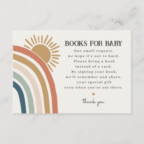 sunshine boho books for baby invitation insert