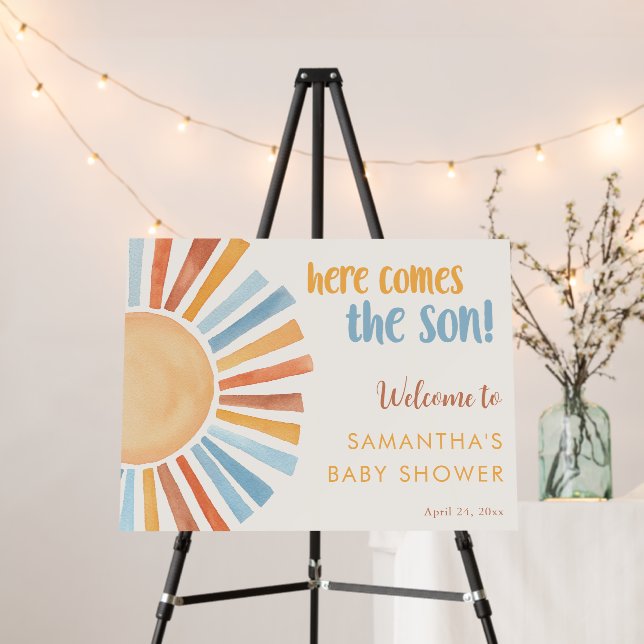 Sunshine boho boy baby shower here comes the Son F Foam Board (In Situ (Stand))