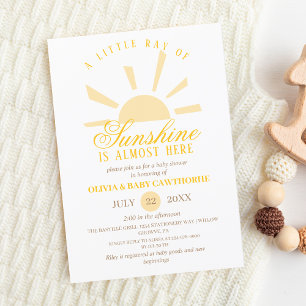 Sunshine Boho Elegant Neutral Photo Baby Shower Invitation