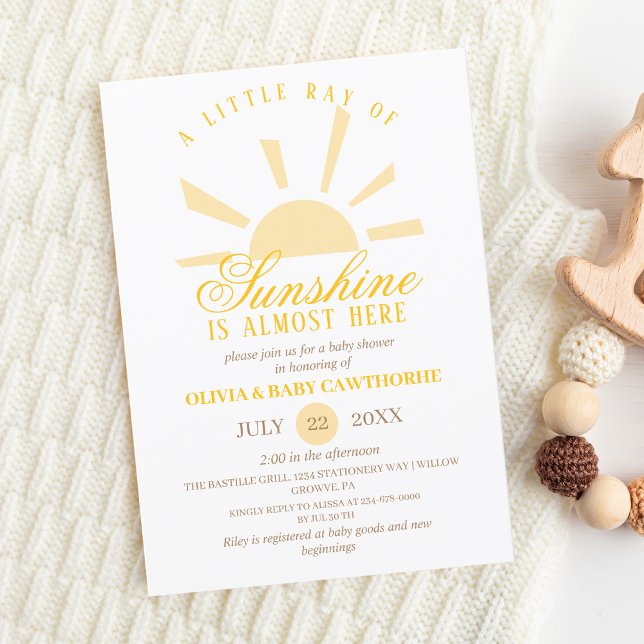 Sunshine Boho Elegant Neutral Photo Baby Shower  Invitation (Creator Uploaded)