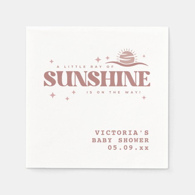 Sunshine Boho Gender Neutral Baby Shower Cocktail Napkins (Front)