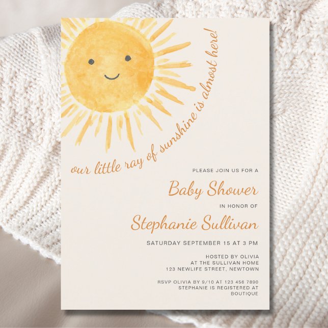 Sunshine Boho Gender-Neutral Sun Baby Shower Invitation (Creator Uploaded)