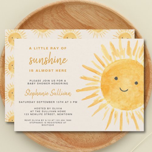 Sunshine Boho Gender_Neutral Sun Baby Shower Invitation