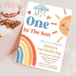 Sunshine Boho One in The Sun 1st Birthday Invitation