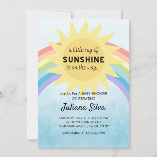 Sunshine Boho Rainbow Baby Shower Invitation