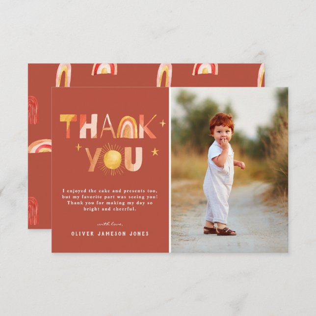 Sunshine Boho Rainbow | Photo Thank You (Front/Back)