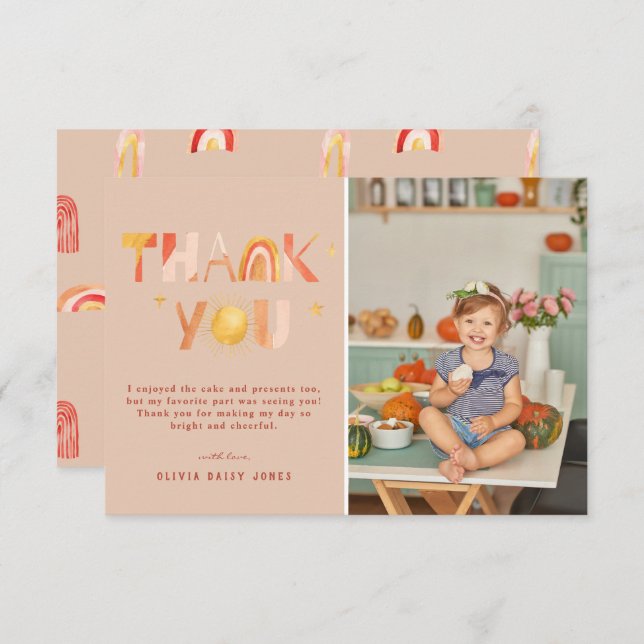 Sunshine Boho Rainbow | Photo Thank You (Front/Back)