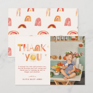 Sunshine Boho Rainbow | Photo Thank You Card