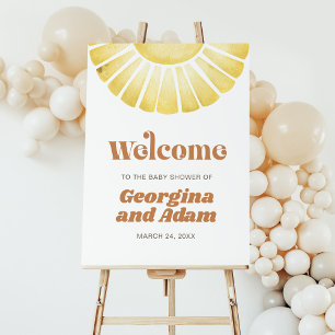 Sunshine Boho Retro Sun Baby Shower Welcome Foam Board