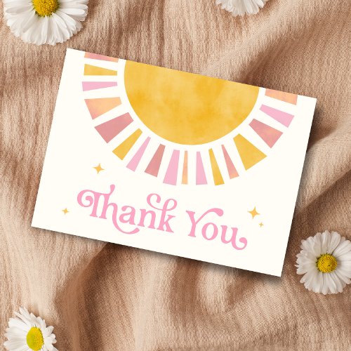 Sunshine Boho Retro Thank You Card