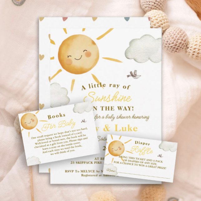 Sunshine Boho Sun Baby Shower Diaper Raffle Note Card (Creator Uploaded)