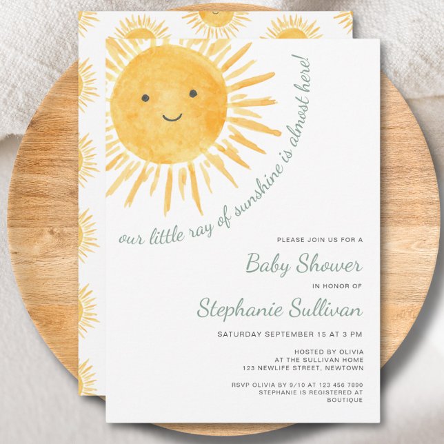 Sunshine Boho Sun Gender-Neutral Baby Shower Invitation (Creator Uploaded)