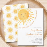 Sunshine Boho Sun Gender-Neutral Baby Shower Invitation<br><div class="desc">Are you planning a sun-themed baby shower? This cute boho sunshine baby shower invitation features the text "Our little ray of sunshine is almost here!" with a watercolor smiling yellow sun. The back is decorated with a sun pattern. Perfect for a gender-neutral baby shower. Easily customizable. Original Watercolor © Michele...</div>