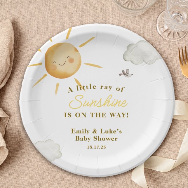 Sunshine Boho Sun Gender-Neutral Baby Shower Paper Plates (Creator Uploaded)