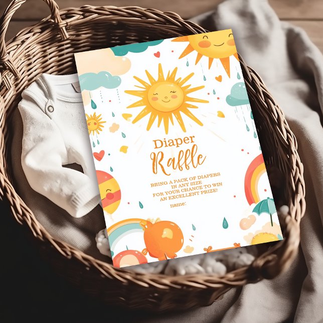 Sunshine Boho Sun Gender-Neutral  Diapper Raffle Enclosure Card (Creator Uploaded)