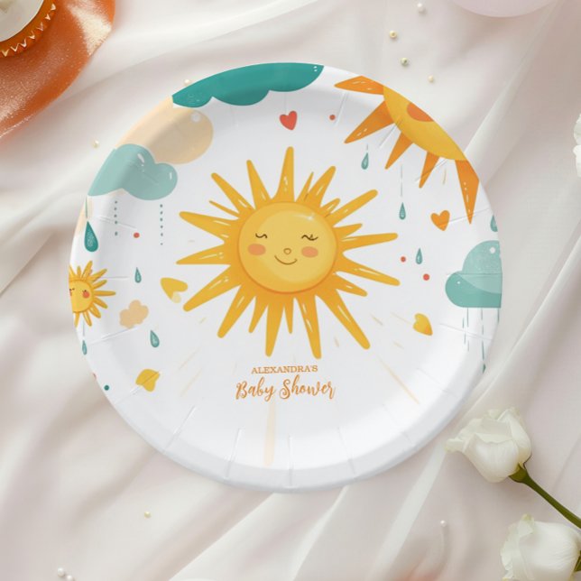Sunshine Boho Sun Gender-Neutral  Paper Plates (Creator Uploaded)
