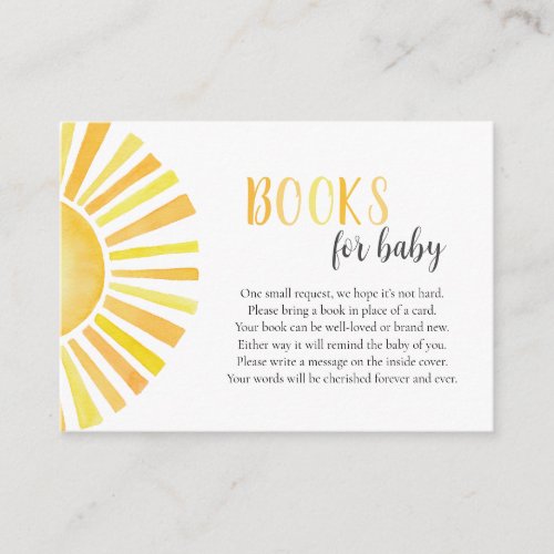 Sunshine books for baby sun Baby Shower Enclosure Card