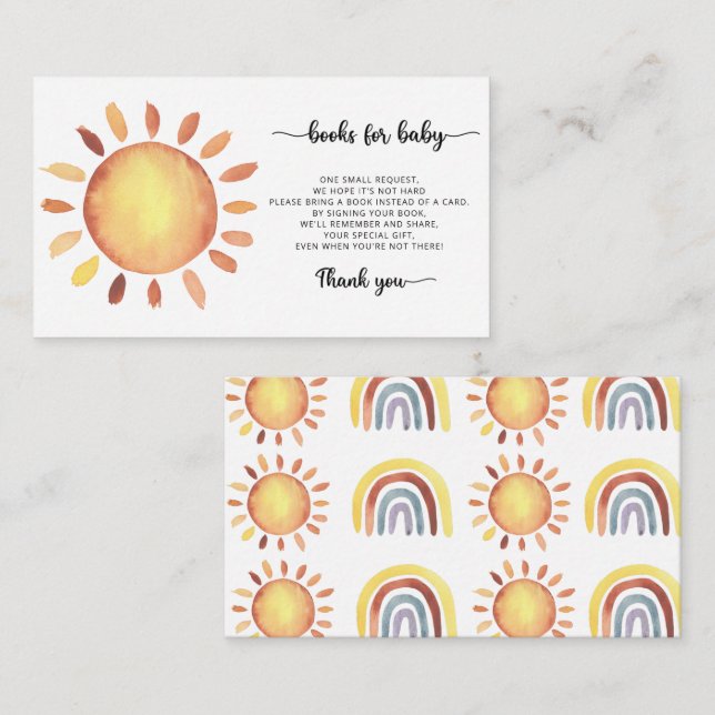 Sunshine books for baby ticket enclosure card (Front/Back)