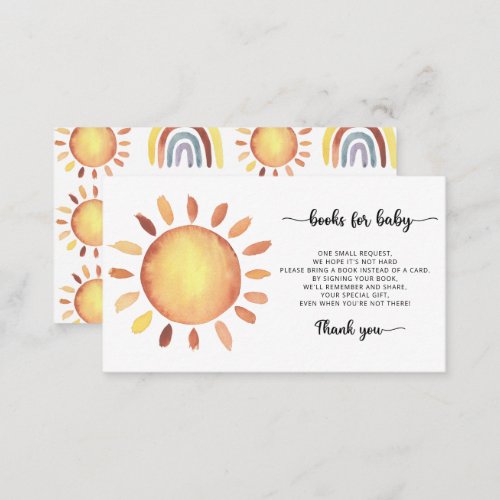 Sunshine books for baby ticket enclosure card