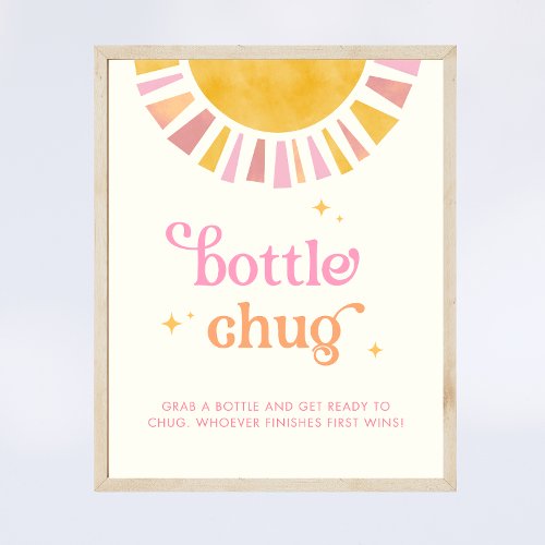Sunshine Bottle Chug Baby Shower Game Sign