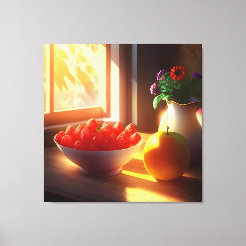 Sunshine Bowl of Fruit and Flowers 10 Canvas Print