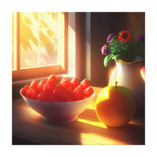 Sunshine Bowl of Fruit and Flowers 10 Canvas Print