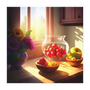 Sunshine Bowl of Fruit and Flowers 11 Canvas Print