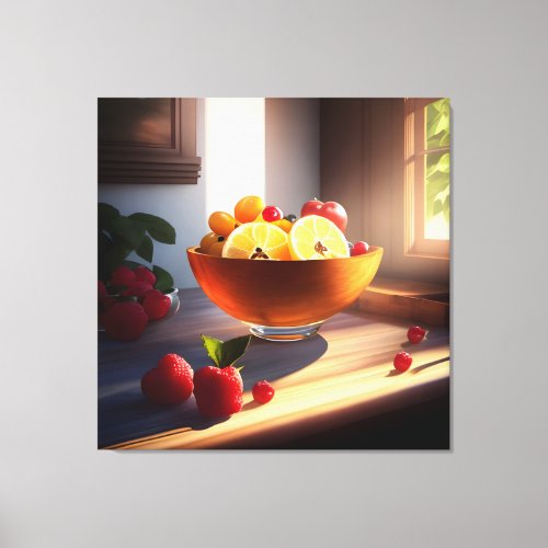 Sunshine Bowl of Fruit and Flowers 4 Canvas Print