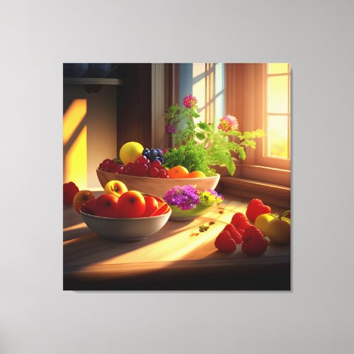Sunshine Bowl of Fruit and Flowers 7 Canvas Print