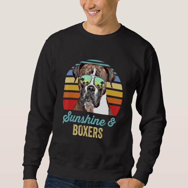 Sunshine Boxers Dog Retro Sunset Beach Vibe Sweatshirt (Front)