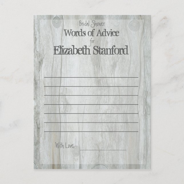 Sunshine | Bridal Shower Advice Card (Front)