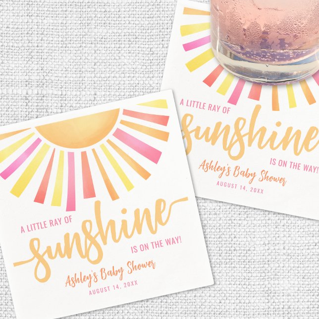 Sunshine Bright Pink Baby Shower Napkins (Sunshine Bright Pink Baby Shower Napkins)