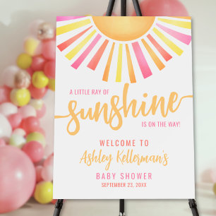 Sunshine Bright Pink Baby Shower Welcome Sign