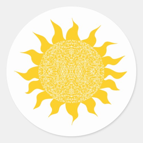 Sunshine Bright Yellow Sun Classic Round Sticker