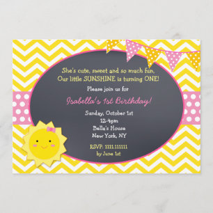 Sunshine Chalkboard Birthday Party Invitations